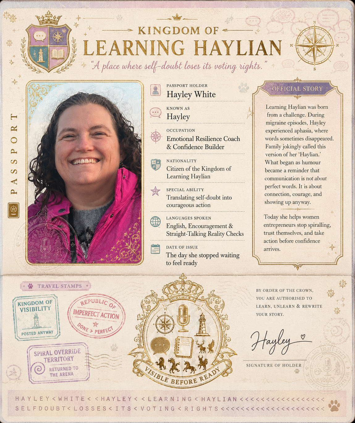 Kingdom of Learning Haylian — Hayley's passport card